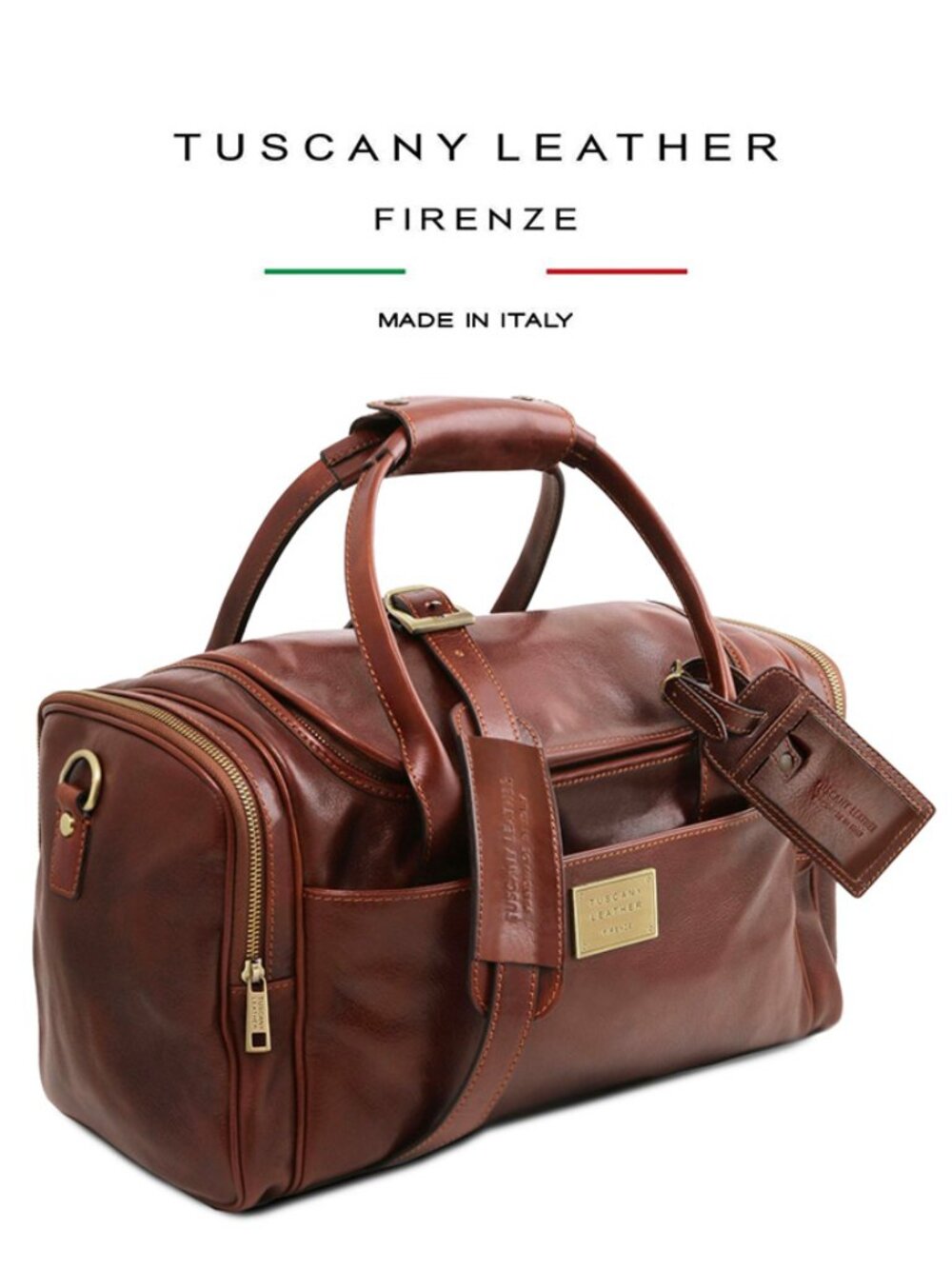 NWT Tuscany Leather Firenze Voyager Travel Bag, Weekender, Personalized